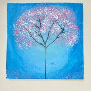 Blue and Pink Tree Canvas Art